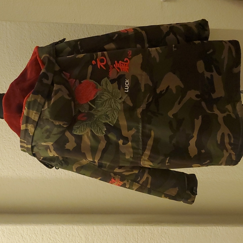 Military print embroidery winter coat